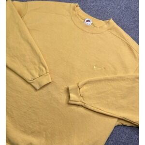 Vintage Nike Sweatshirt Men's XL Yellow Swoosh Fleece Pullover Y2K
